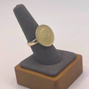 MILOR 14K GOLD Band with Genuine Italian Lira coin - size 8.5